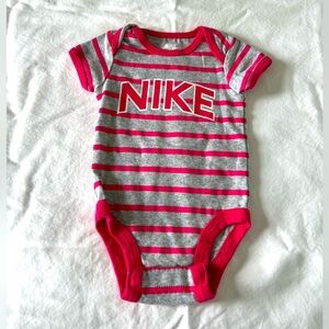 Nike Pink/Grey Striped Infant Onesie. 0-3 Months